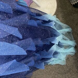 Blue corset backed prom dress